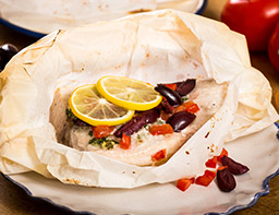 Mediterranean Parchment-Baked Swordfish